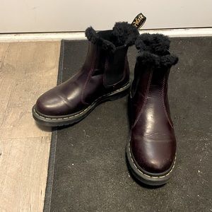Selling boots because they are too big for me. Burgundy fur lined dr martins